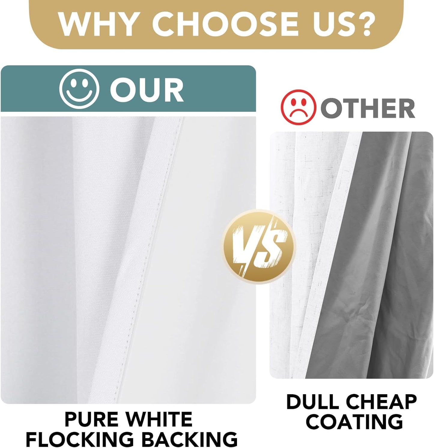 H.VERSAILTEX 100% Blackout Curtains for Bedroom Thermal Insulated Linen Textured Curtains Heat and Full Light Blocking Drapes Living Room Curtains 2 Panel Sets, 52x108 - Inch, Pure White