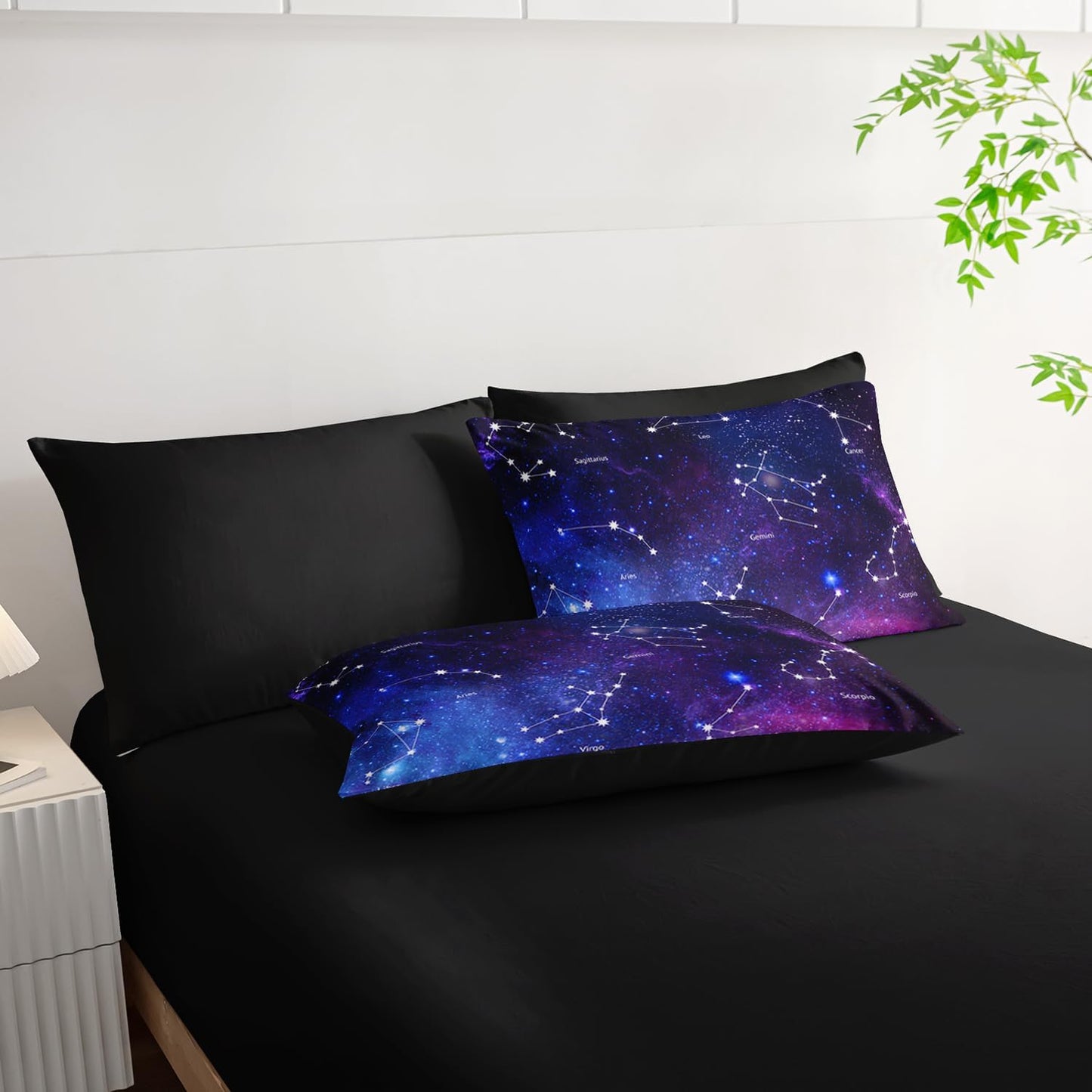 7pc Space Comforter Set - Galaxy Bedding, Starry Night Bed in a Bag, Includes Sheets, Soft Microfiber, All Season, Queen Size