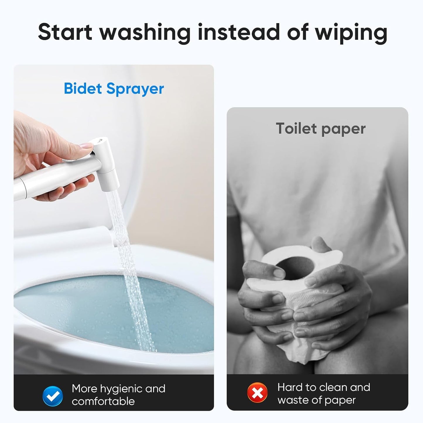 Arofa Bright White Bidet Sprayer for Toilet, Handheld Jet Sprayer Adjustable Water Pressure Muslim Shower with Bidet Hose, Bidets Faucet for Existing Toilets Cloth Diaper Spray for Baby/Feminine Wash