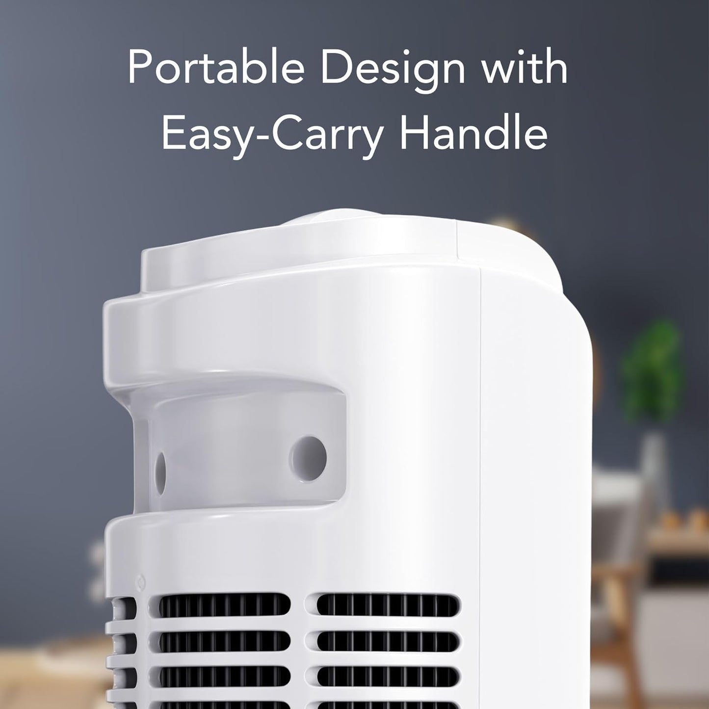 Comfort Zone Tower Fan for Bedroom, 32 inch, 3 Speeds, 90 Oscillation, Bladeless Indoor Fan, Built in Carry Handle, Portable Stand Fan, White