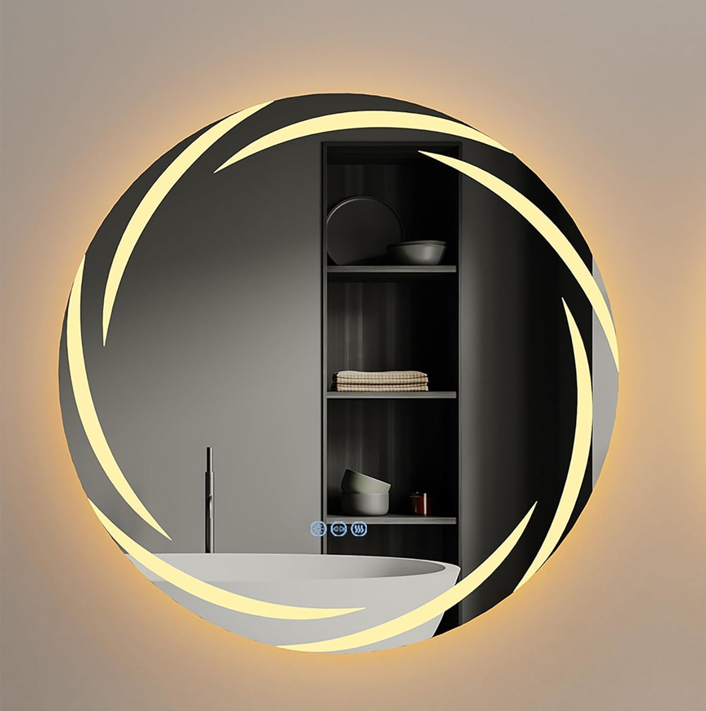 LUVODI Lighted LED Bathroom Mirror: 24” Circle Lighted Dimmable Wall Mounted Vanity Mirror with Bright Backlit - Smart Mirror Anti Fog with Touch Switch for Restroom Bedroom Living Room