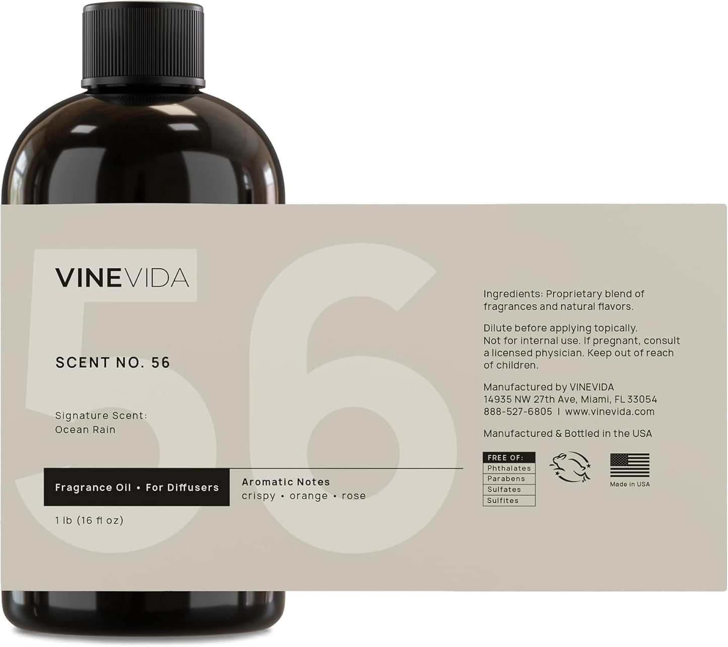 VINEVIDA [16 Fl Oz] Ocean Rain Fragrance Oil for Cold Air Diffusers, Essential Oils for Diffuser Oil Refill & Air Freshener Room Spray