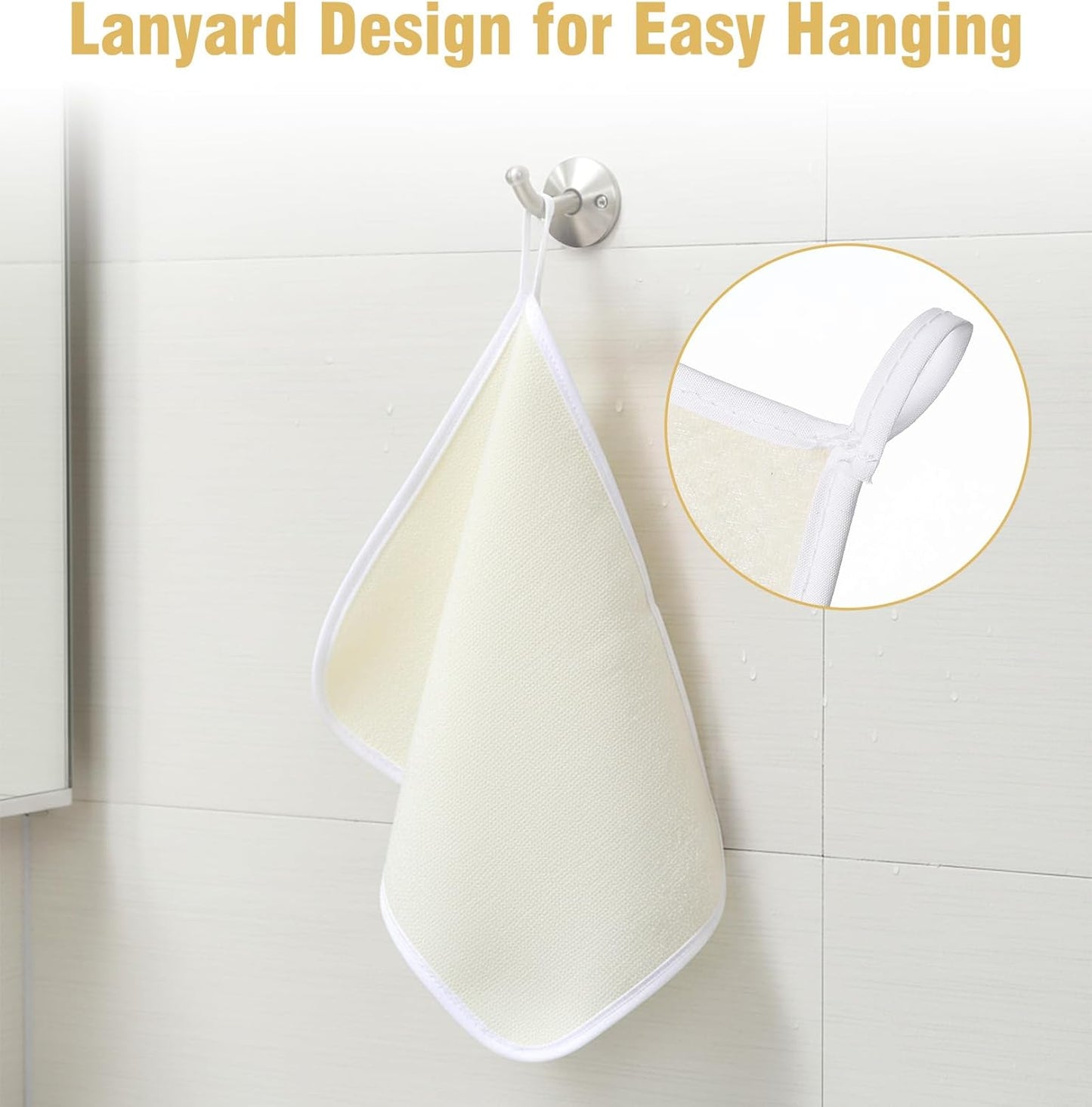 4PCS Exfoliating Wash Cloth, Exfoliating Cloth Nylon Cotton Loofah, Body Scrub Cloths for Men Women Clean