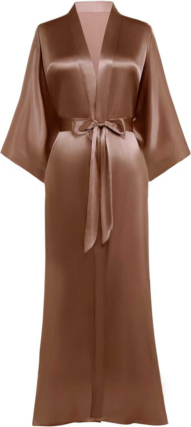 PRODESIGN Satin Kimono Robe Women Long Silky Kimono Bathrobe Sleepwear Wedding Bridesmaid Robe