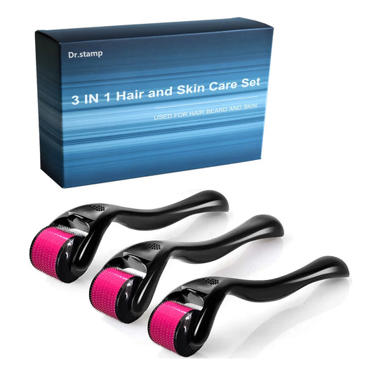 3 Pack Derma Roller Set - Microneedling Roller for Home Use, Microneedle Roller Skin Tool, Personal Skin and Hair Care Tools