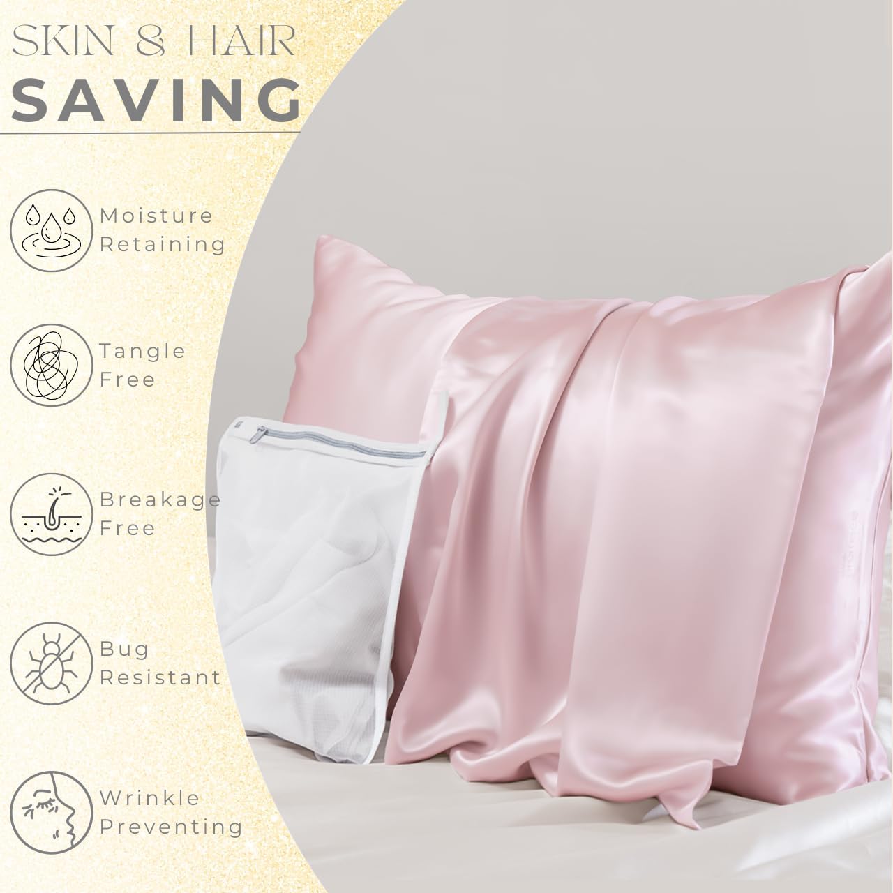 PROMEED 100% Silk Pillowcase Set of 2 with Hidden Zipper, 23 Momme 3rd Gen Grade 6A+ Mulberry Silk Pillow Case 2 Pack for Hair and Skin, Soft and Breathable (King 20"x36", Pink)