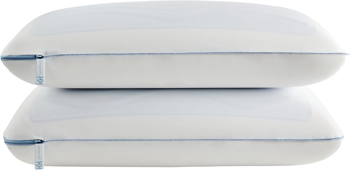 SEALY Dreamlife US Standard Size Memory Foam Cooling Pillow with SealyChill Cooling Gel, Removable Machine-Washable Cover, Made in The USA (2 Pack)