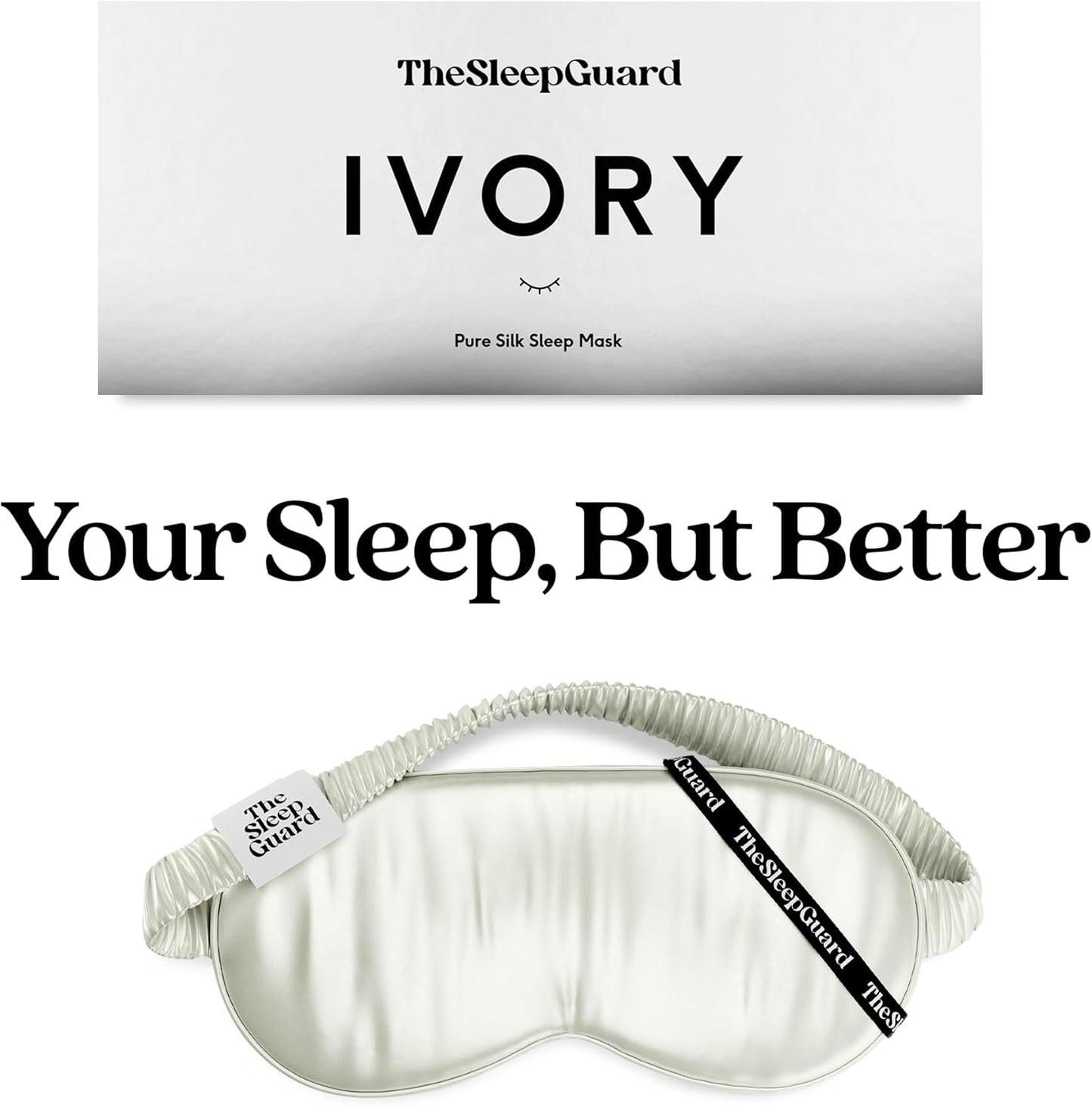 TheSleepGuard Pure Silk Sleep Mask [100% 6A Mulberry Silk, 22 Momme] Light Blocking Travel Essentials. Eye Masks for Sleeping. Black Oeko-Tex Blindfold. Eye Covers for Men & Women