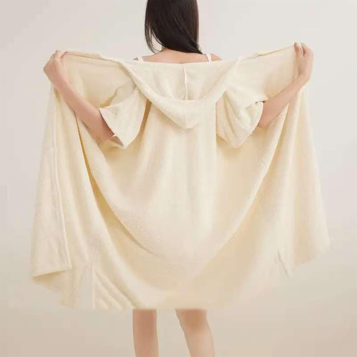 Women’s Cozy Hooded Textured Grid Bathrobe – Soft Lightweight Loungewear Robe with