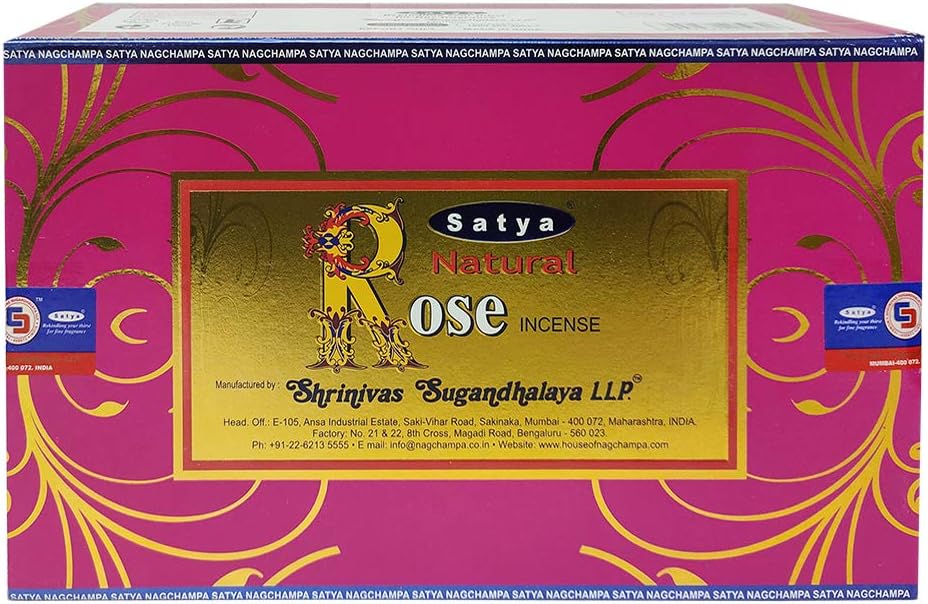 Natural Rose Incense Sticks and Incense Stick Holder Bundle Insence Satya