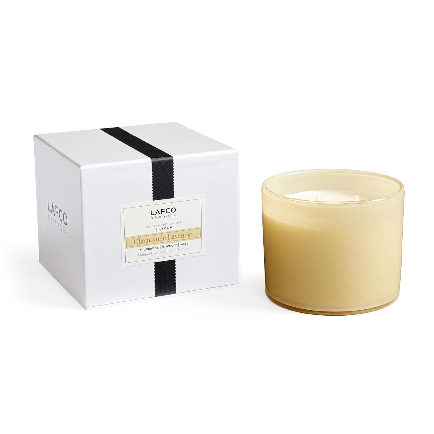 LAFCO New York 3-Wick Candle, Chamomile Lavender - 30 oz - 120-Hour Burn Time - Reusable, Hand Blown Glass Vessel - Made in The USA