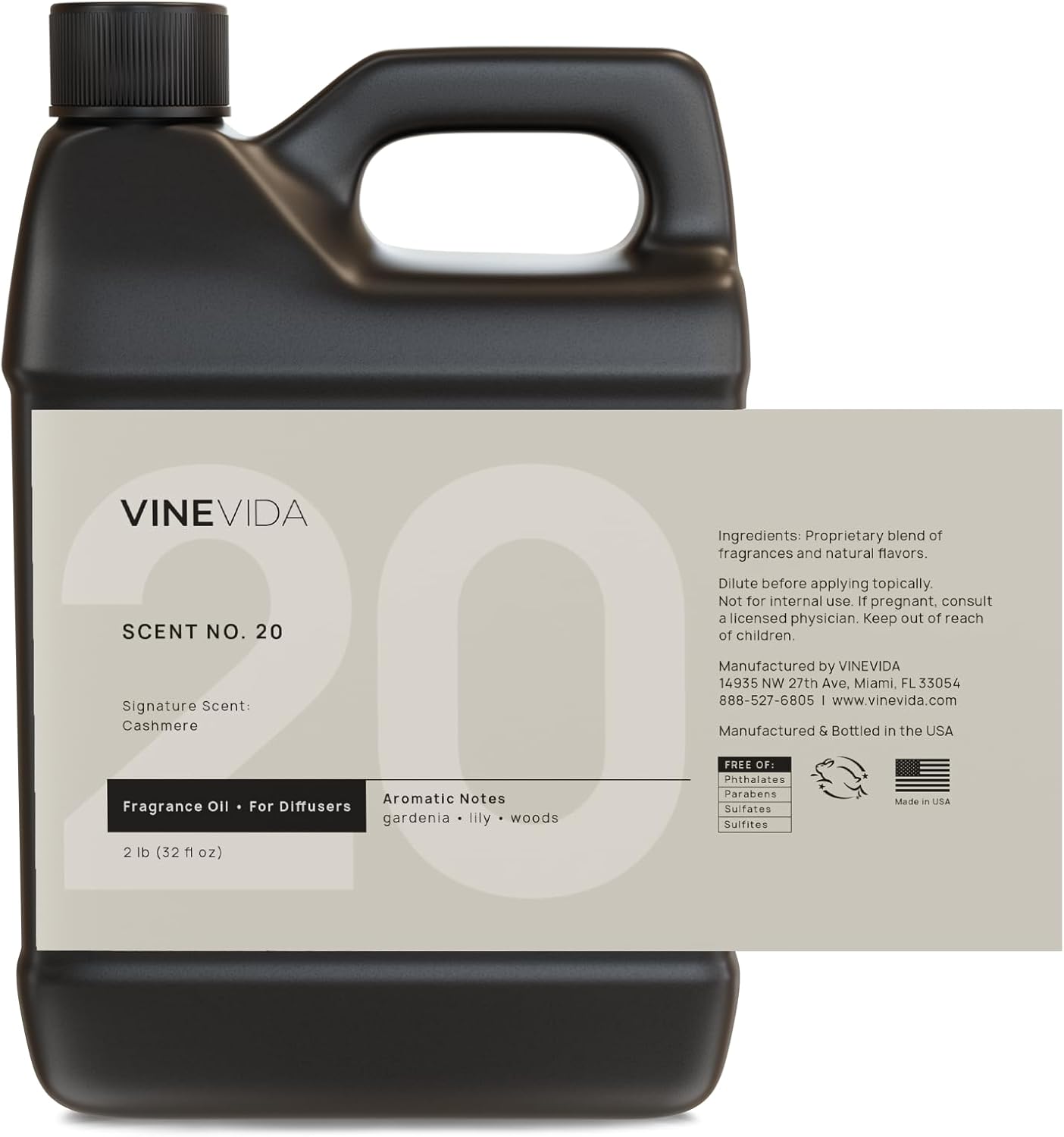VINEVIDA [32 Fl Oz] Cashmere Fragrance Oil for Cold Air Diffusers, Essential Oils for Diffuser Oil Refill & Air Freshener Room Spray