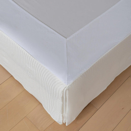 Full Bed Skirt, Wrap Around Bed Skirt with Pleated Corner, 12 Inch Drop Pleated Waffle Weave Bedskirts, Anti-Slip, Microfiber, Ivory, 12'' Full