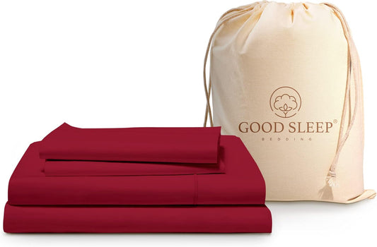 Good Sleep Egyptian Cotton Luxury Sheets - Full Size, 4 Pc, Deep Pocket, Burgundy