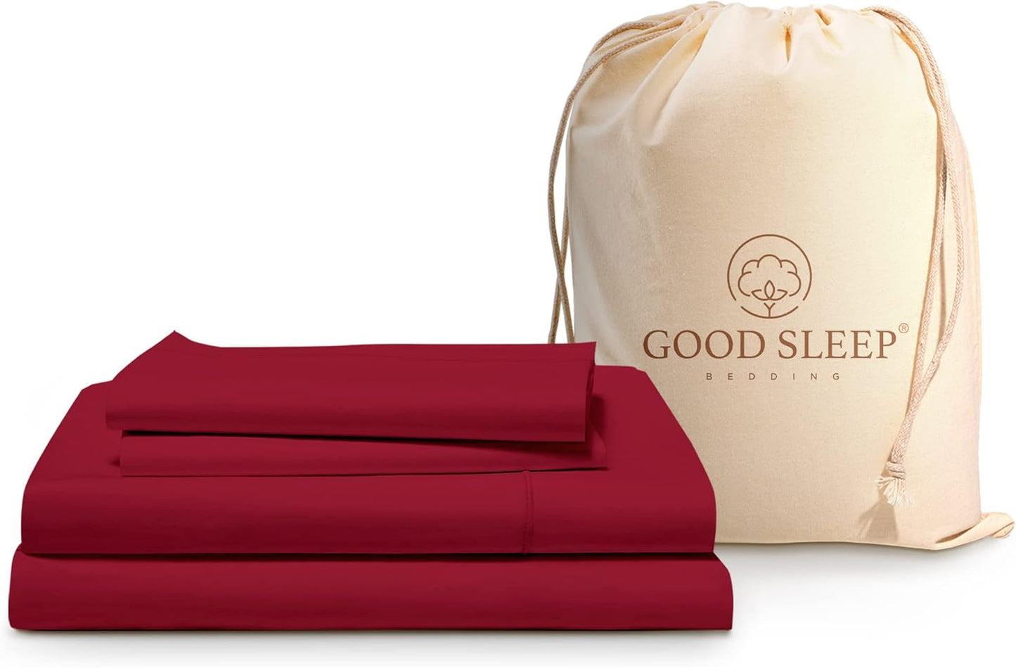 Good Sleep Bedding King Size Sheets Deep Pocket Set - 4 Pc, Egyptian Cotton, Luxury Quality Like Hotel Sheets, Soft 16 Inch Deep Pocket Sheet & Pillowcase Sets - Burgundy Red
