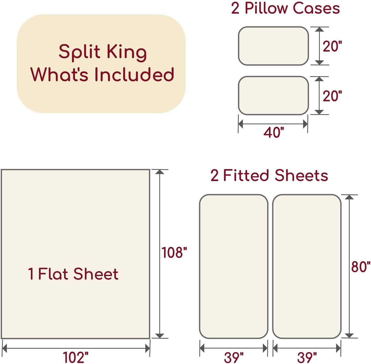 Mellanni Split King Sheets Set - 5 PC Iconic Collection Bedding - Hotel Luxury, Extra Soft, Cooling Bed Sheets - Wrinkle, Fade, Stain Resistant (Split King, Poppy Orange)