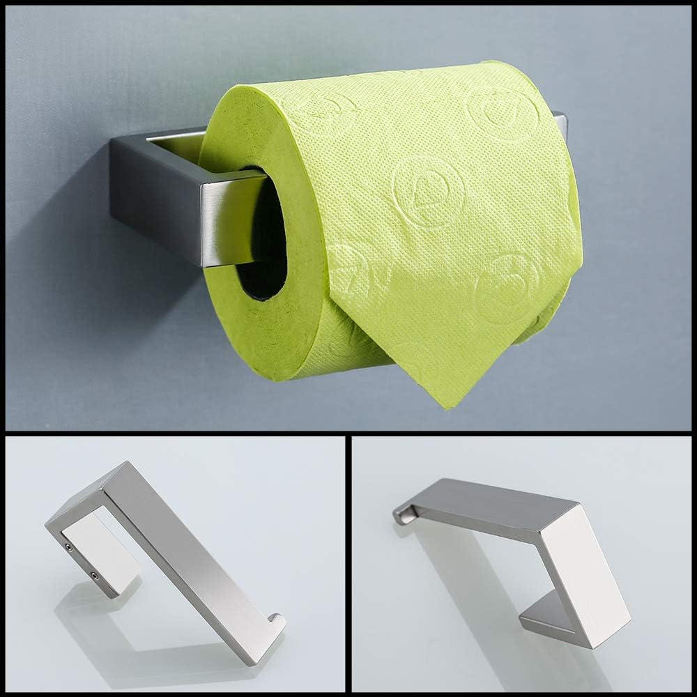 TNOMS 4 Pieces Bathroom Hardware Accessories Set Towel Bar Towel Holder Robe Hook Toilet Paper Holder Stainless Steel,Q8-P4BR