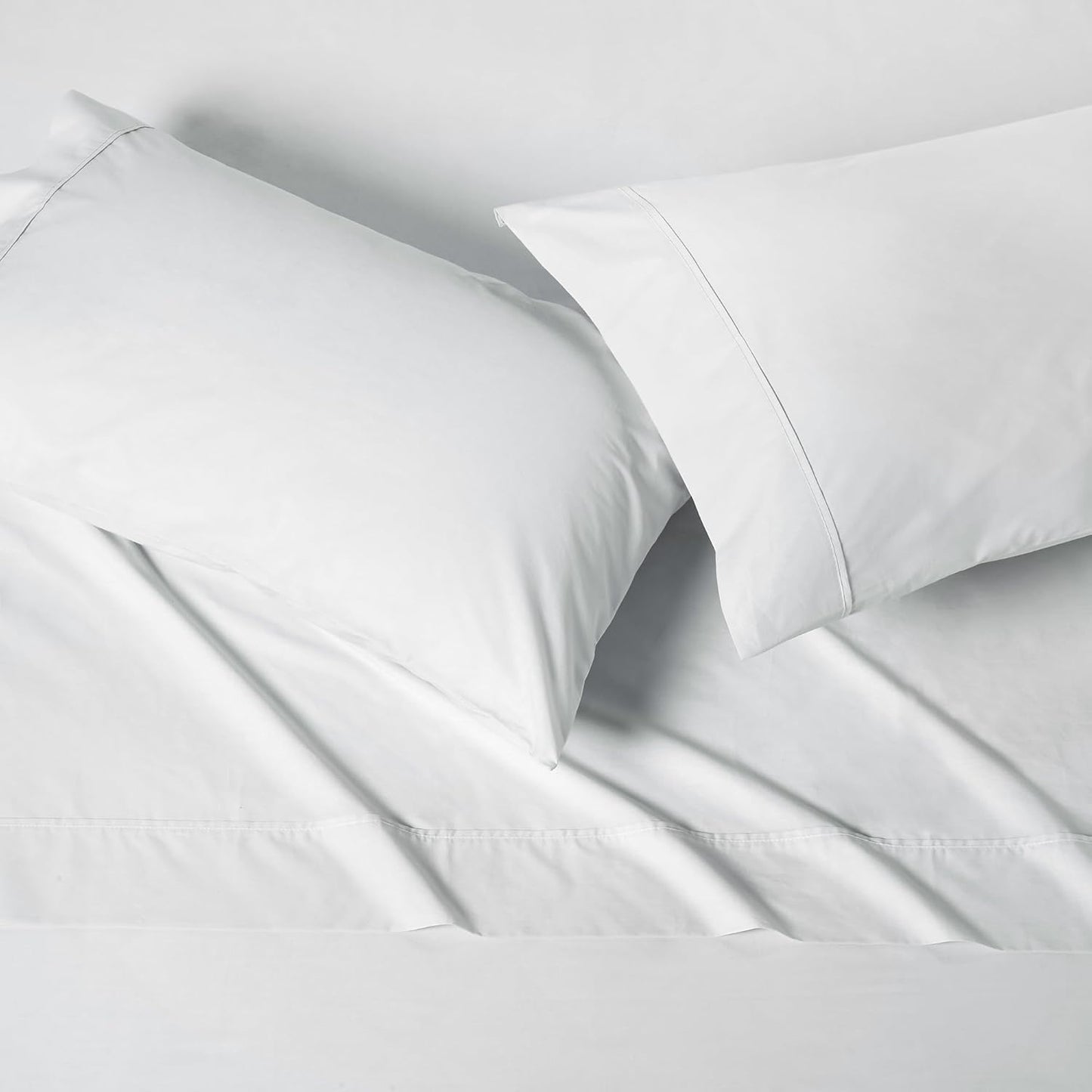 Amazon Basics Soft Organic Cotton Sheet Set with 2-Pieces Pillowcase, White, King