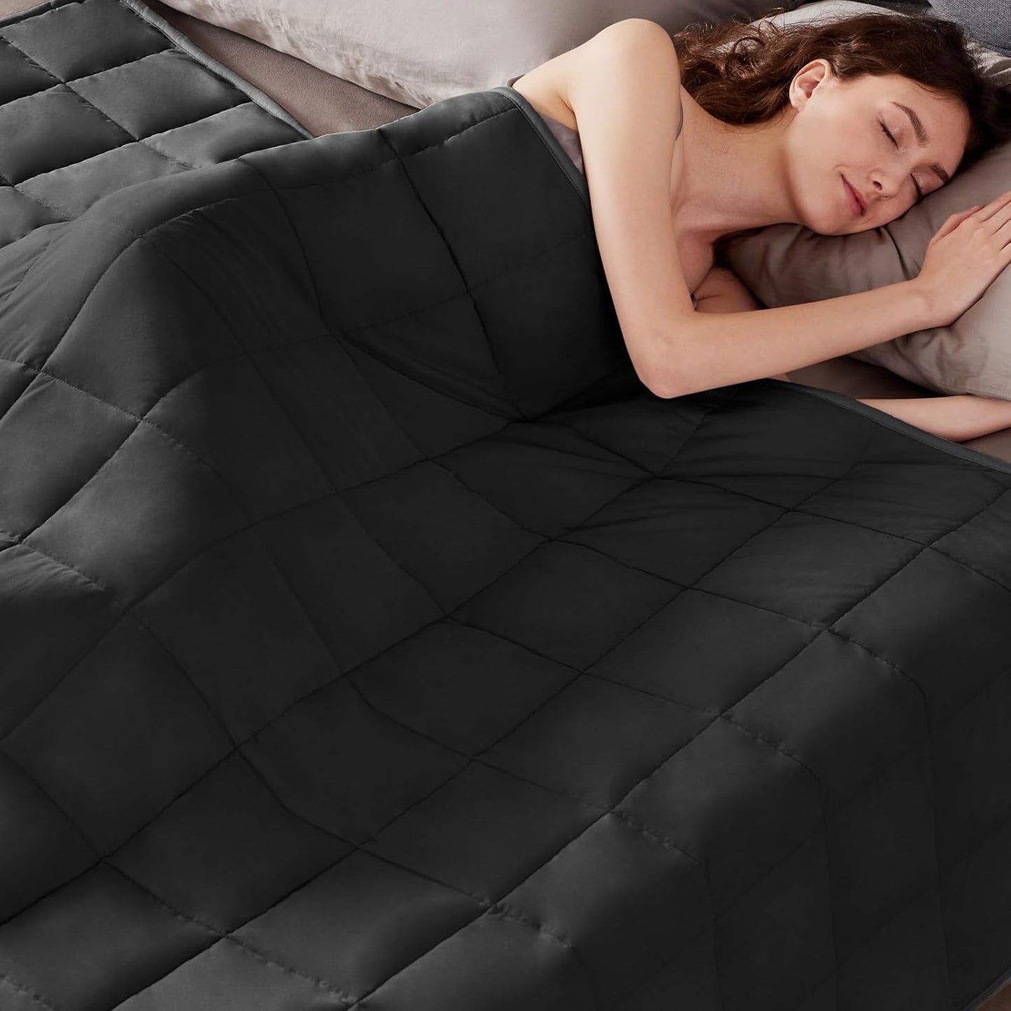 Weighted Blanket Queen Size (60"x80" 17lbs),Ultra Soft and Cozy Cooling Weighted Blanket Queen Size for Adult,Heavy Blanket with Machine Washable Soft Blanket, Black