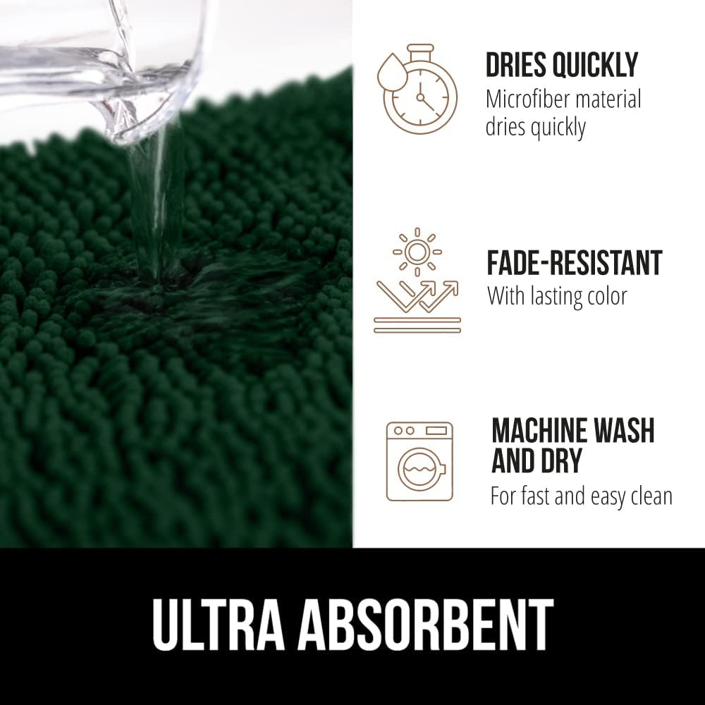 GORILLA GRIP Bathroom Rug Sets, Soft Chenille 2 Piece Area Rugs Set, Toilet Base Mat and 30x20 Carpet, Absorbent Microfiber Washable Mats Dry Quickly, Home Décor and Bath Room Accessories, Hunter