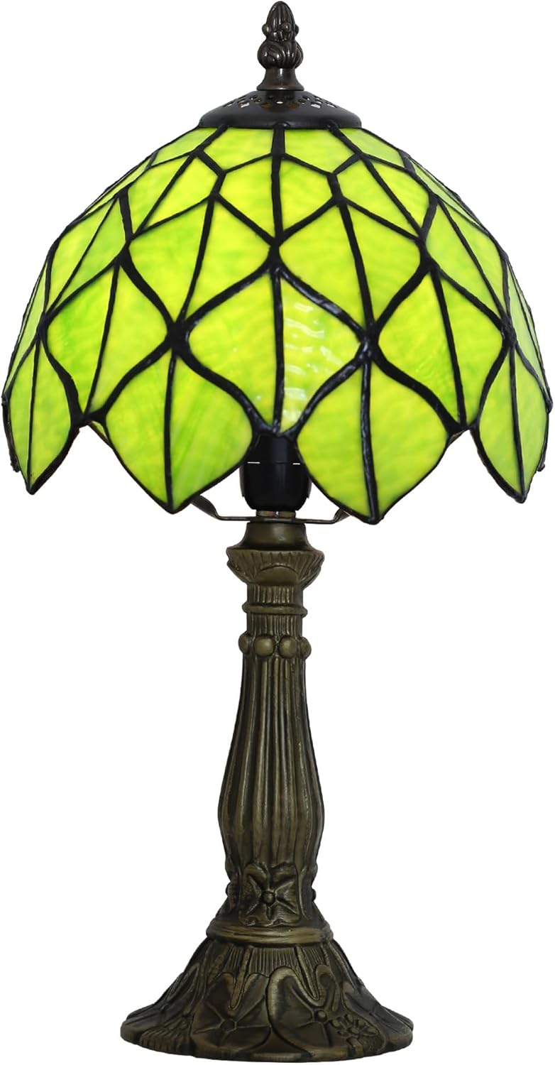 Tiffany lamp 8-inch Small Vintage-Style Stained Glass Table lamp mini Desktop Decorative Night Light Reading lamp for Bedroom Bedside and Study