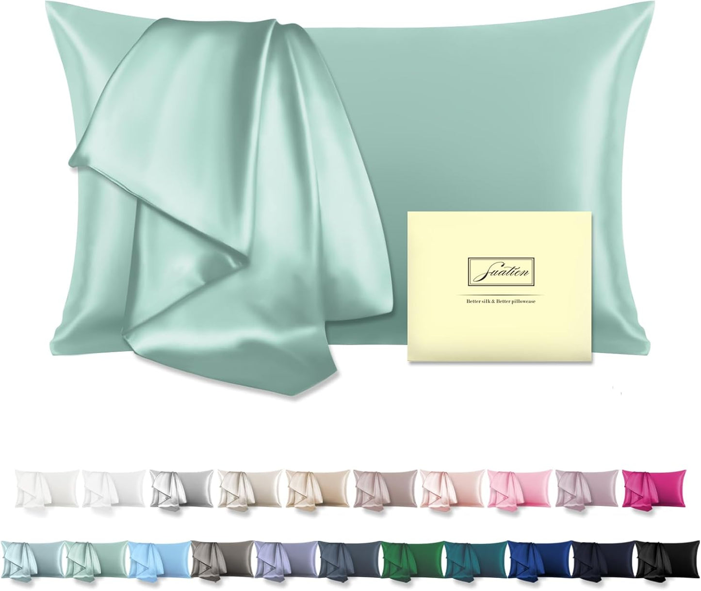 Natural Mulberry Silk Pillowcase for Hair and Skin King Size 20"X 36" Silk Pillow Cases with Hidden Zipper Soft Breathable Smooth Cooling Silk Pillow Covers for Sleeping (Sage Green,King,1Pcs)
