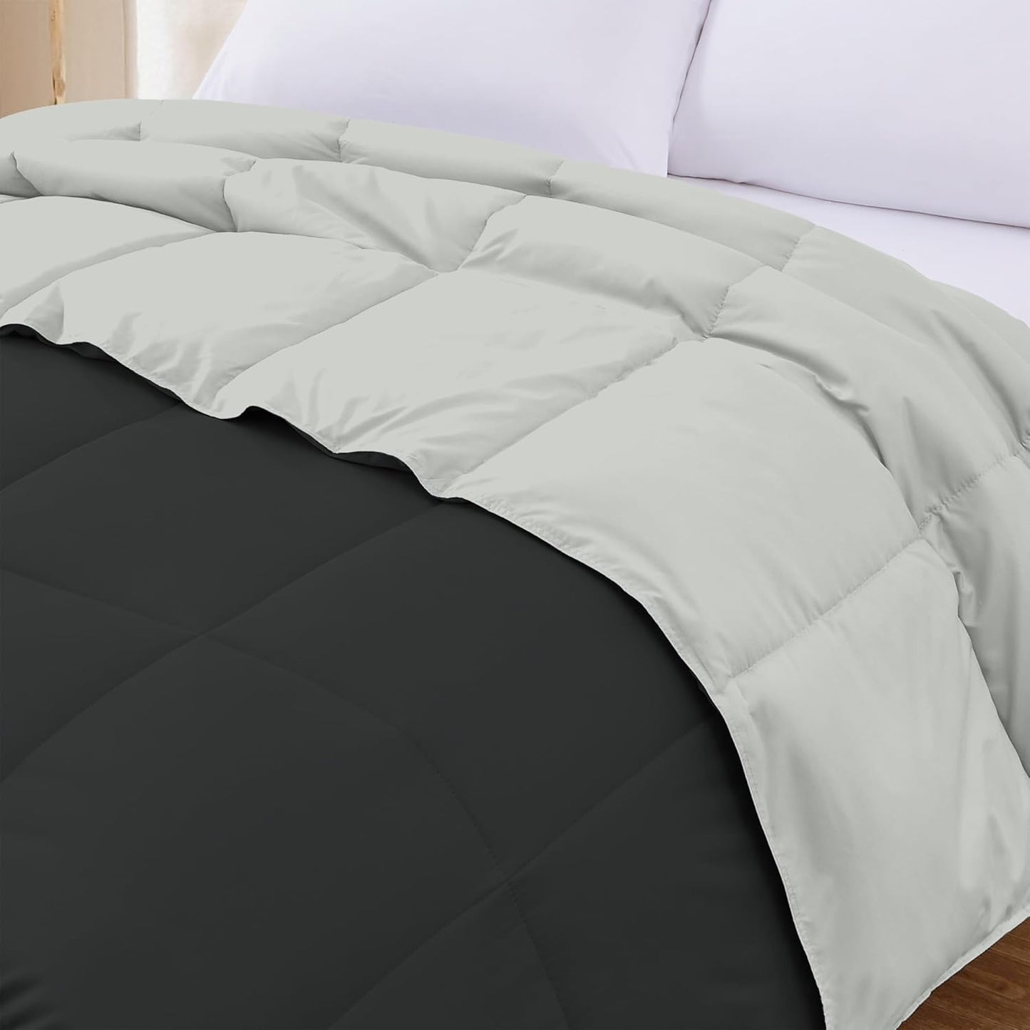Modern Threads Down Alternative Reversible Comforter Black/Silver Twin