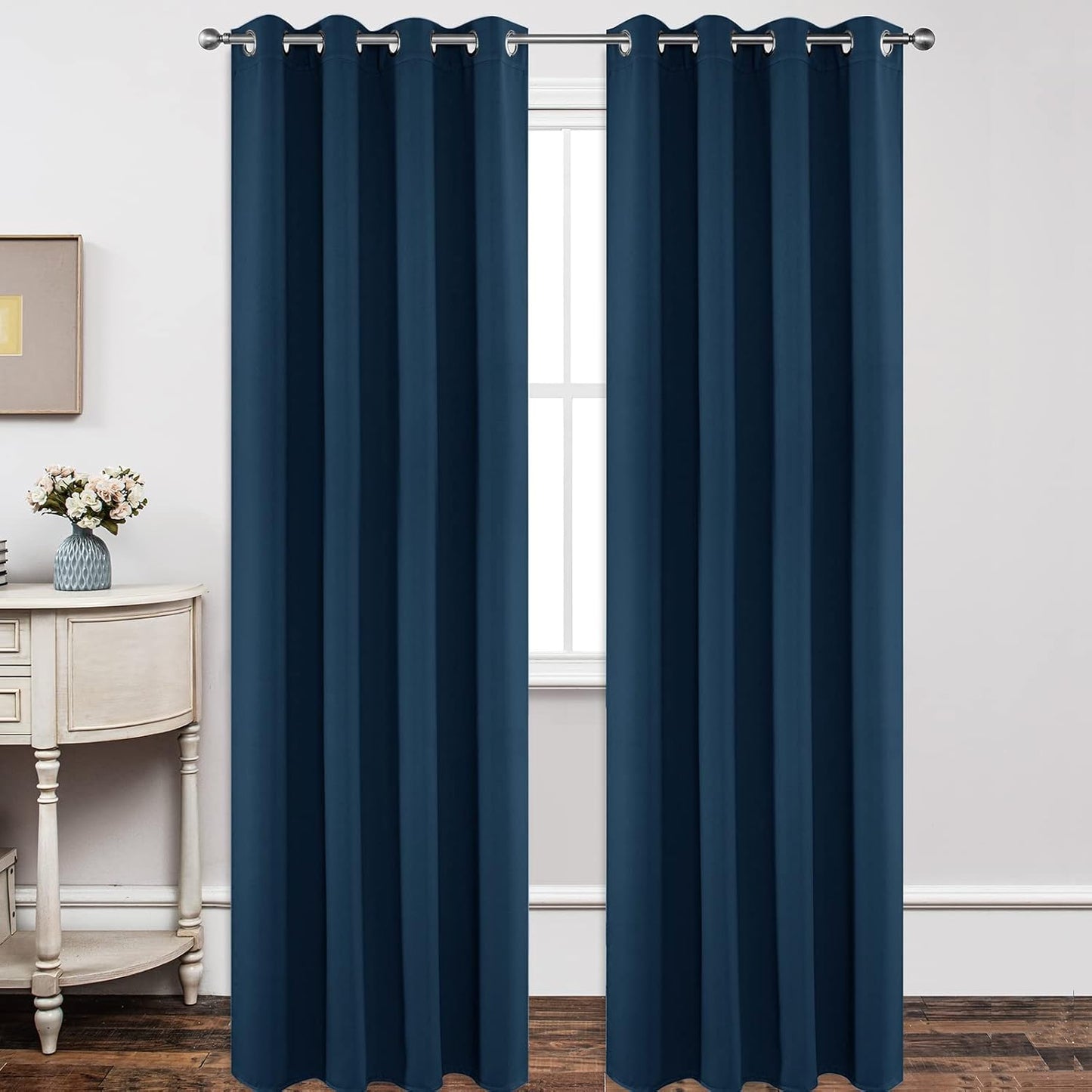 Joydeco Blackout Curtains 120 Inch Length 2 Panels Set, Thermal Insulated Long Curtains& Drapes 2 Burg, Christmas Drapes for Living Room Bedroom Window