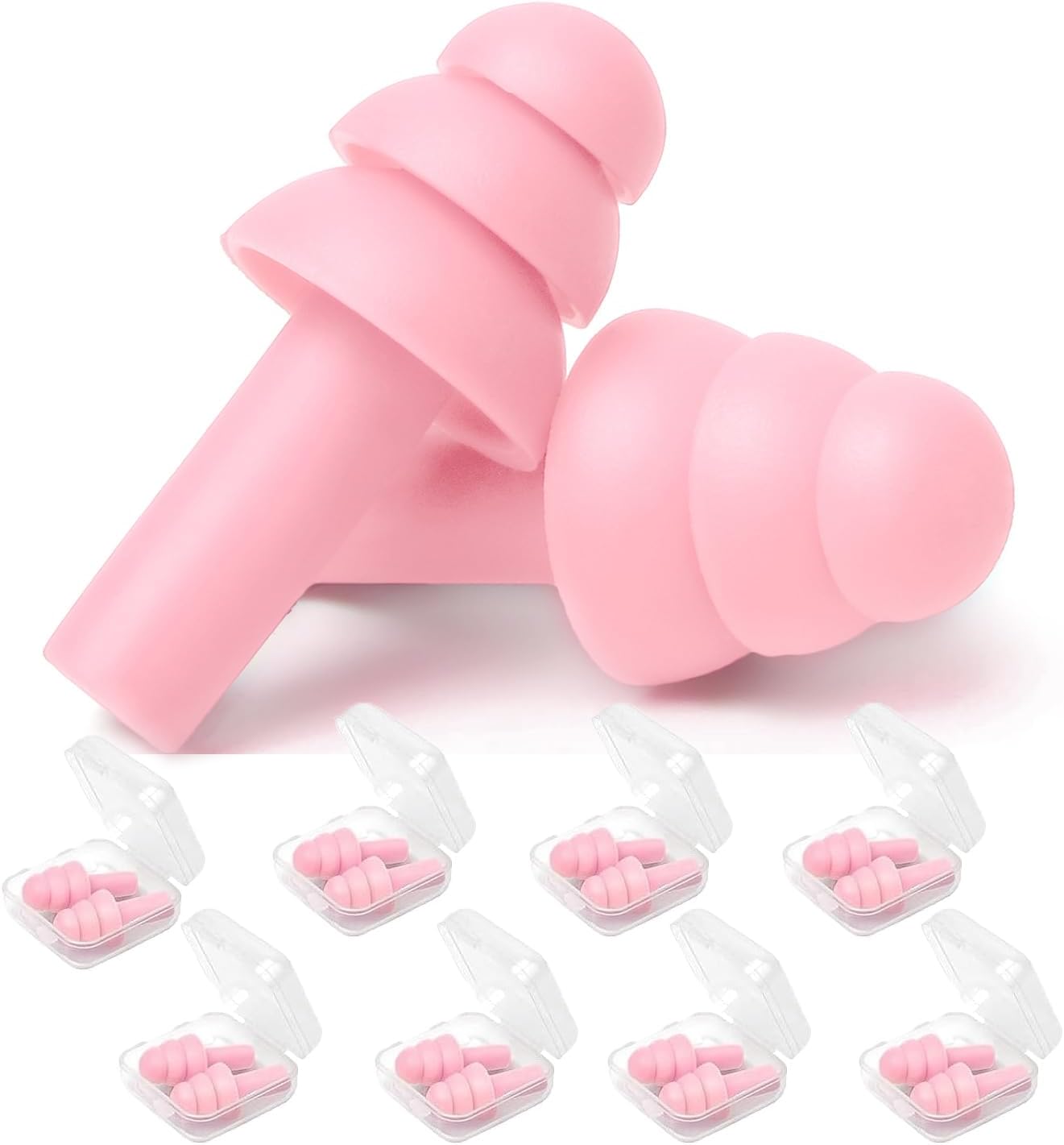 Ear Plugs, Reusable Earplugs for Sleeping Noise Cancelling – Super Soft, Silicone Ear Plug for Sleeping 8 Pairs, Swimming, Snoring, Concerts, Work, Noisy Places