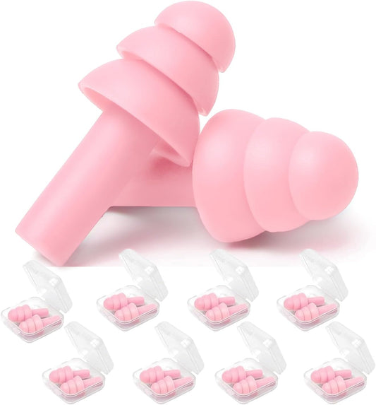 Ear Plugs, Reusable Earplugs for Sleeping Noise Cancelling – Super Soft, Silicone Ear Plug for Sleeping 8 Pairs, Swimming, Snoring, Concerts, Work, Noisy Places