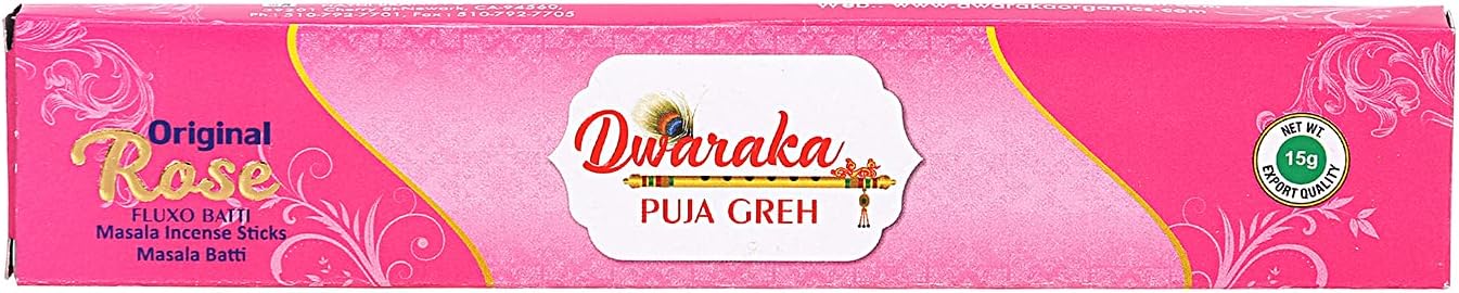 Dwaraka - Incense Sticks - Rose, 100 Sticks, All Natural, Chemical Free