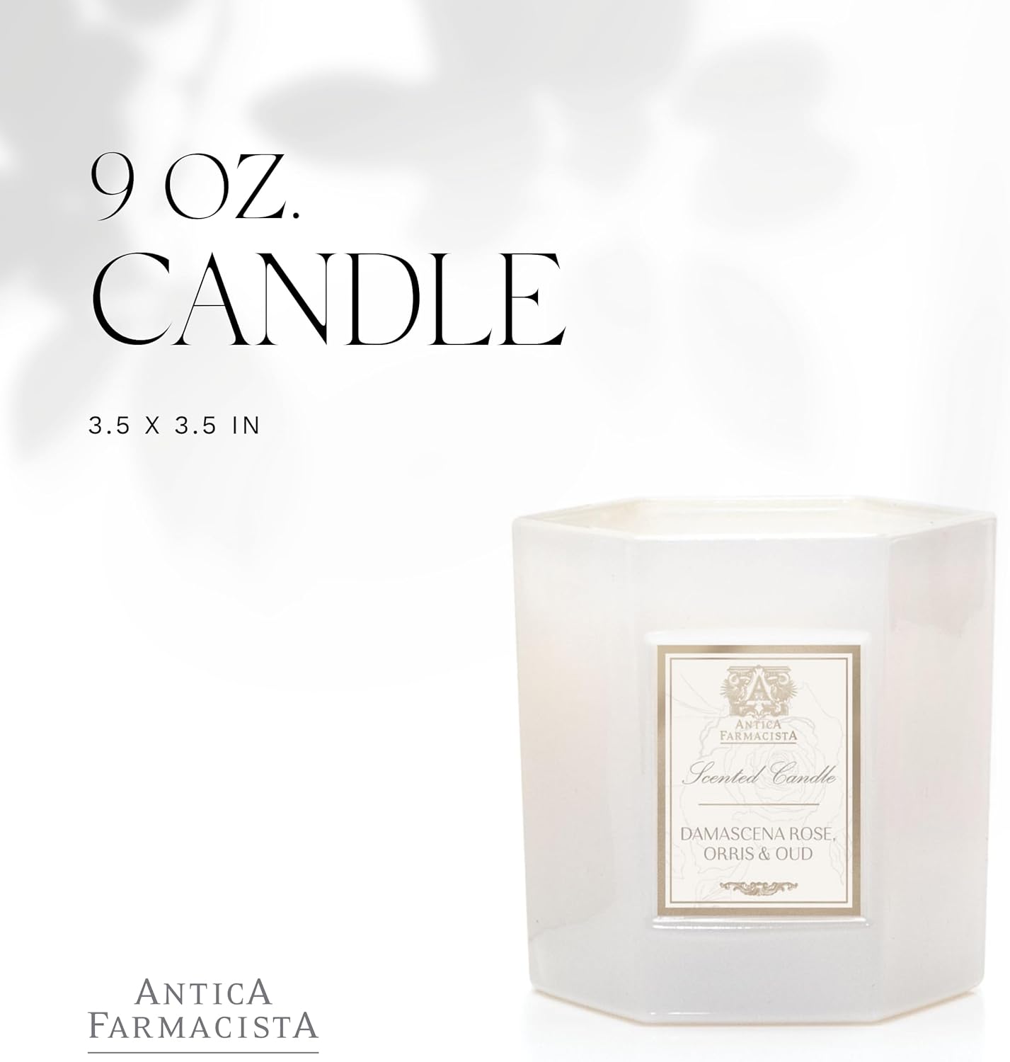 Antica Farmacista Luxury Scent Candle - Decorative Home Candle - Long-Lasting & Premium Scented - Luxury Gift - Damascena Rose, Orris & Oud, 9 oz