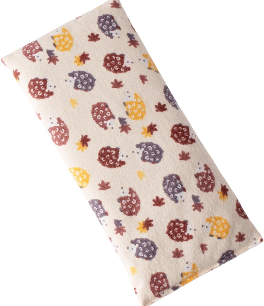 Microwave Heating Pad Filled with Flax Seed and Choice of Dried Herbs, Herbal Cold Pack, Good Size for Back Pain and Cramps, Hot and Cold Therapy, 6" x 12" (Yellow Hedgehog, No Added Herbs)