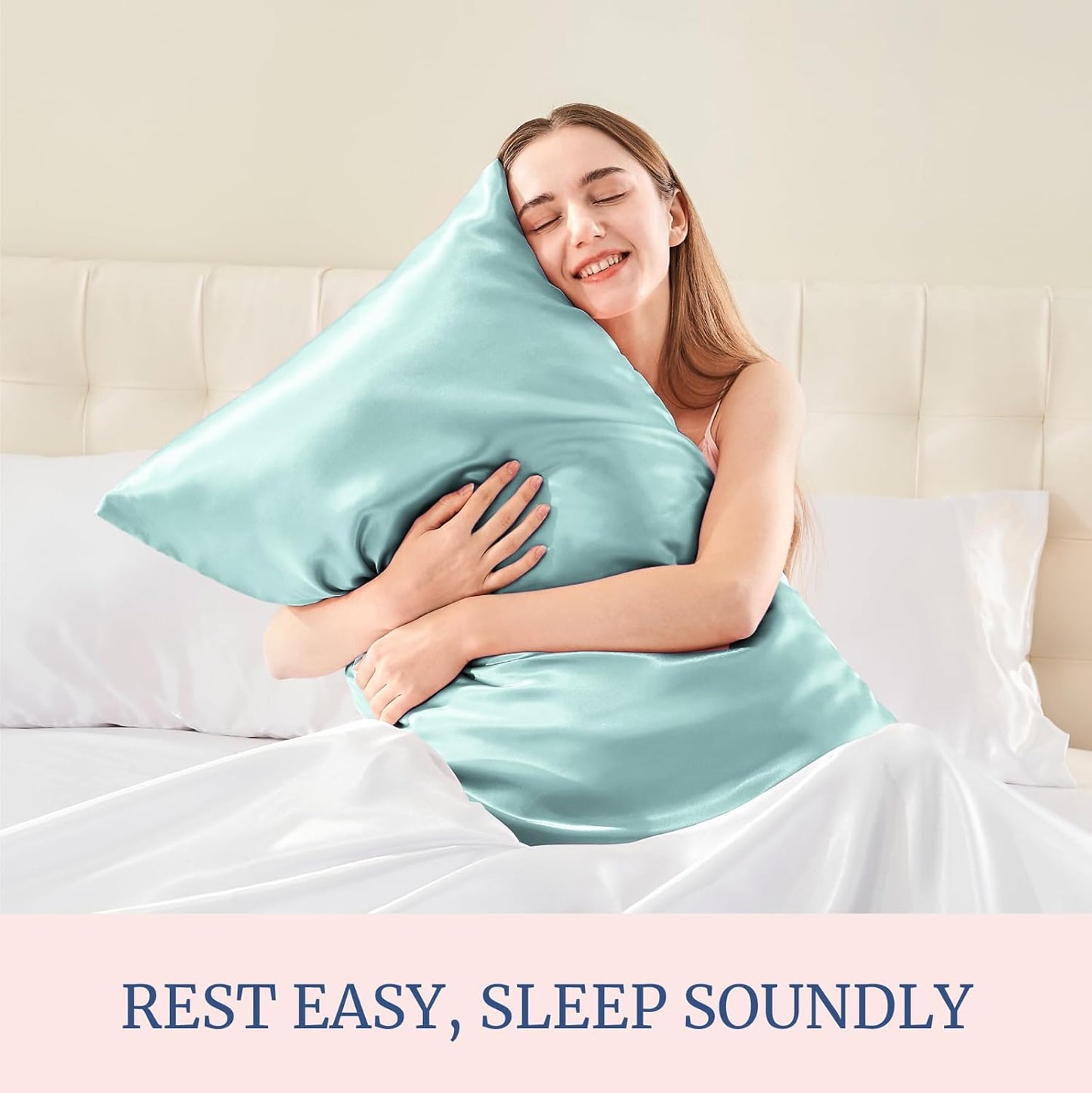 BEDELITE Satin Pillowcase for Hair and Skin, Super Soft and Cooling Similar to Silk Pillow Cases 2 Pack with Envelope Closure, Gift for Women Men(20"x30" Queen Size, Blue Grey)