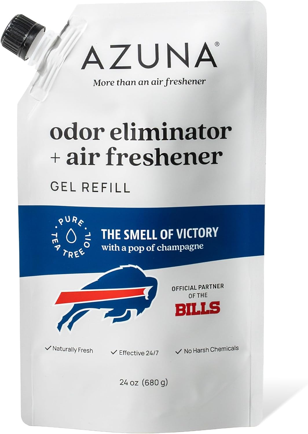 Azuna Odor Remover Gel Refill Pouch | Air Purifier with Tea Tree Oil | Plant Powered & Long Lasting | For Pet Odors, Smoke & Strong Odors | Smell of Victory | 24 oz.