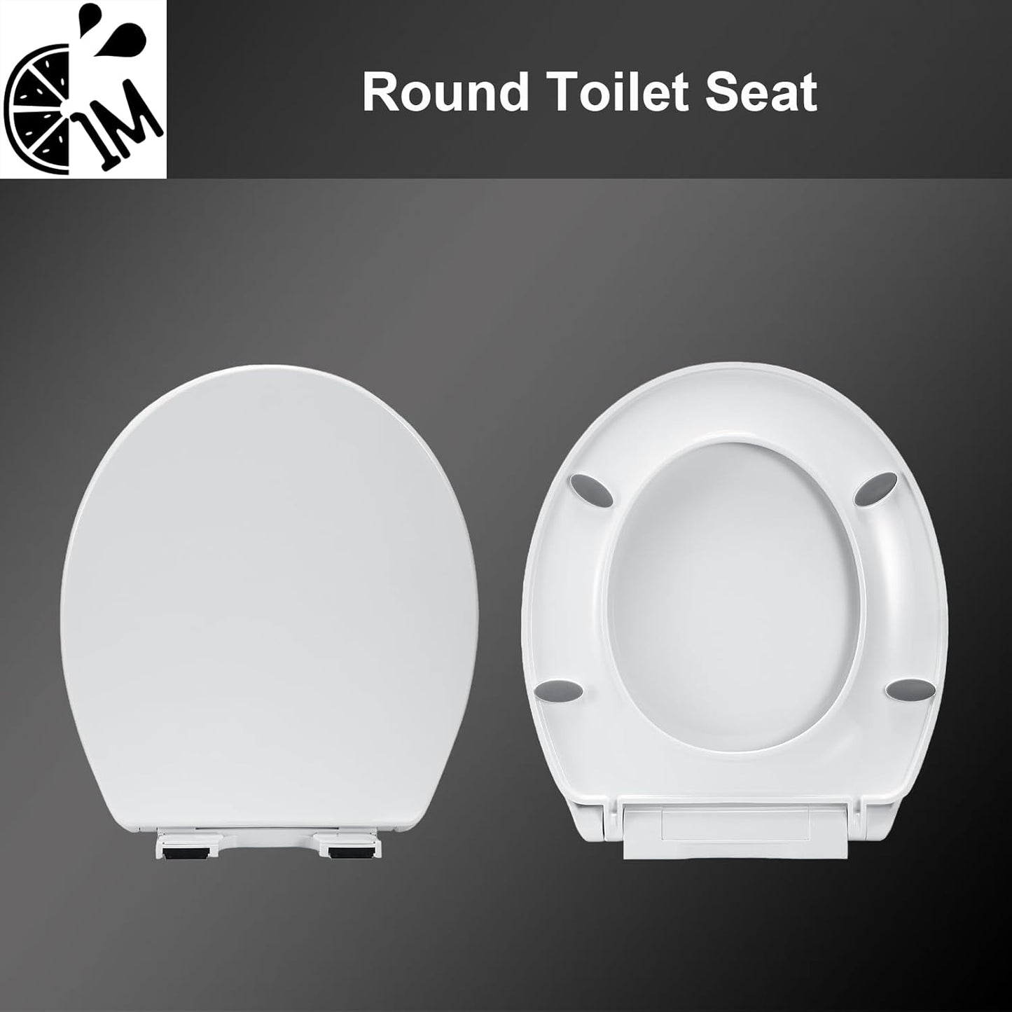 1M Family Toilet Seat, Patented Slow Close & Quick Releasing Technology, Anti-Wiggling, Easy to Install and Clean, Standard Round with Adult Seat Only (2 Pieces)