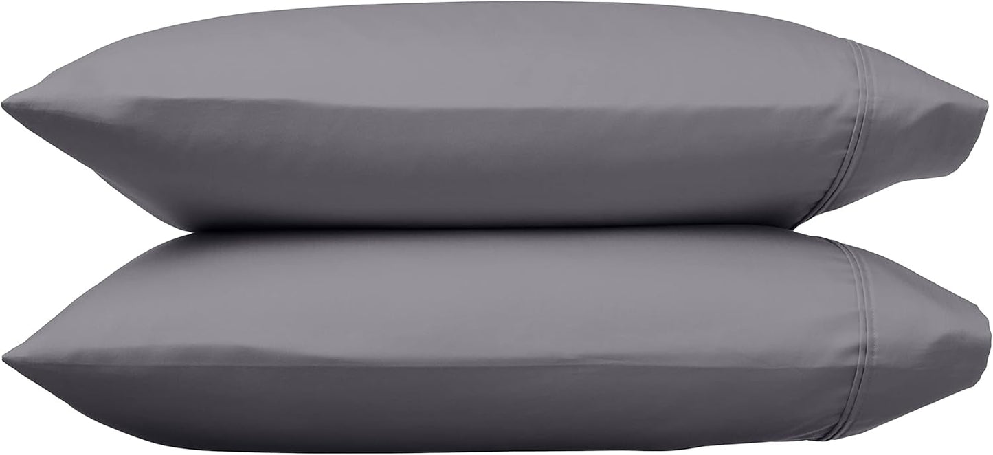 Amazon Basics 400 Thread Count Cotton Pillow Case, Standard, 30" L x 20" W, Dark Gray - Set of 2