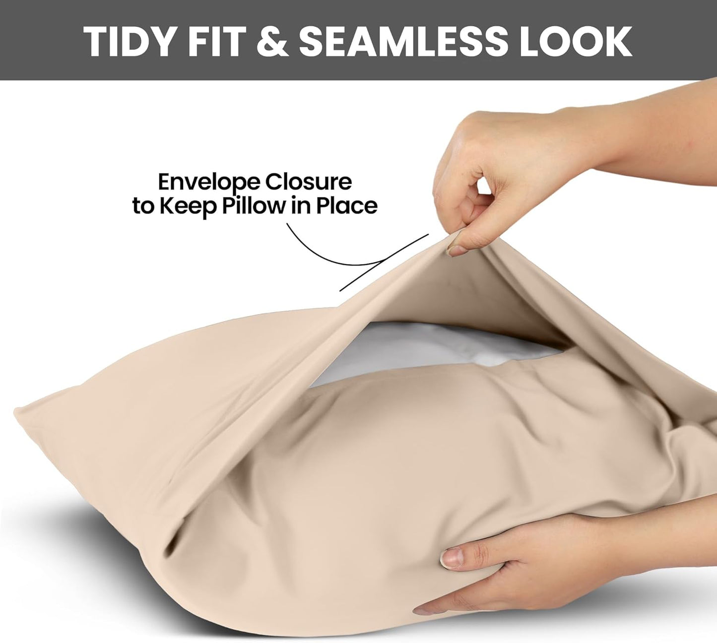 Pillow Covers by Utopia Bedding - Standard Size 2-Pack – Soft Brushed Microfiber – Perfect for Hospitals, Hotels, Guest Rooms – Oeko-TEX Certified, 20x26 Inches (Beige)