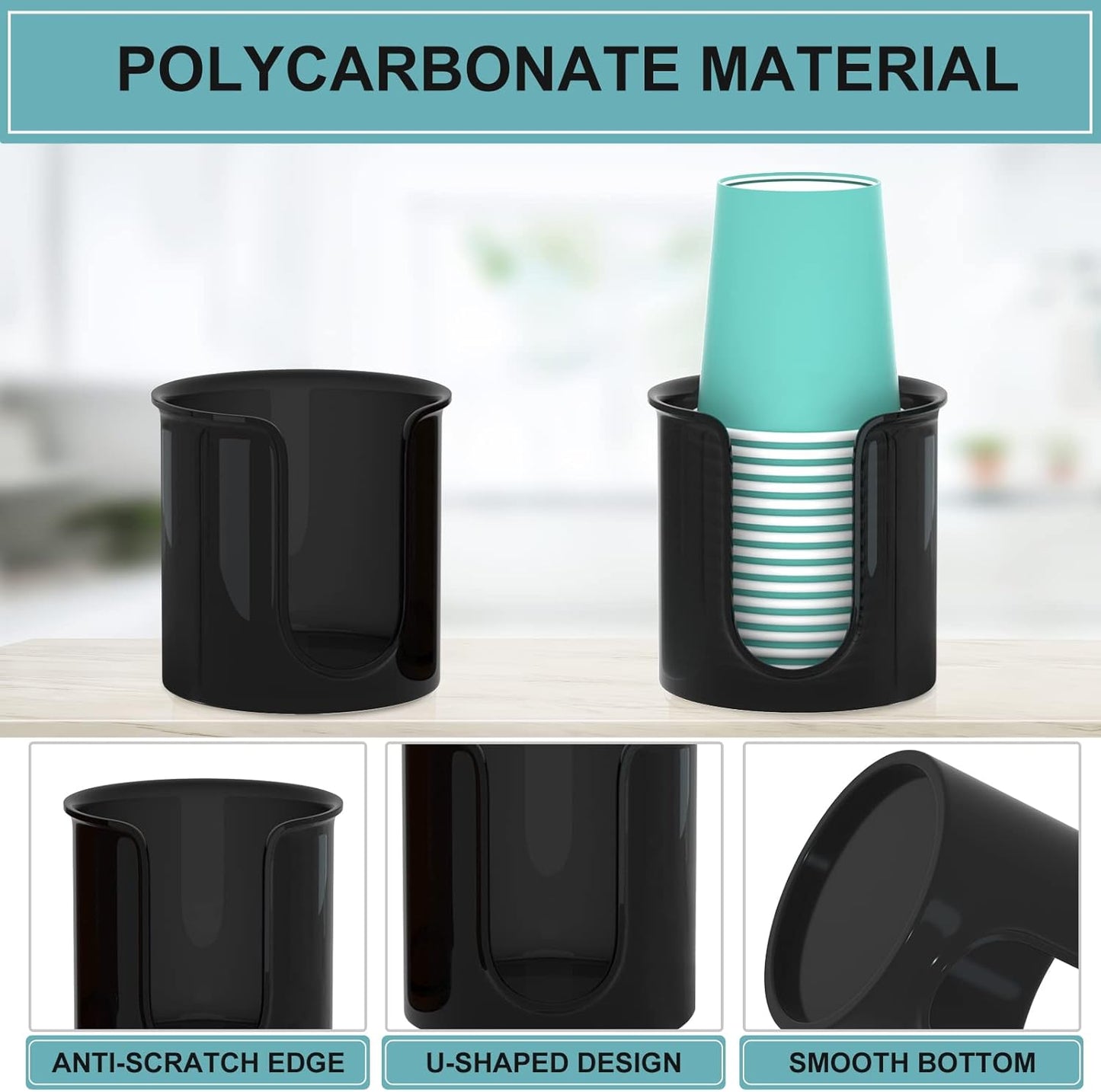 Bathroom Cup Holder - 2 Pack 3 oz Cup Dispenser for Bathroom Vanity Countertop - Small Paper Cup Dispenser for Mouthwash Cups & 3oz Bathroom Cups（Black）