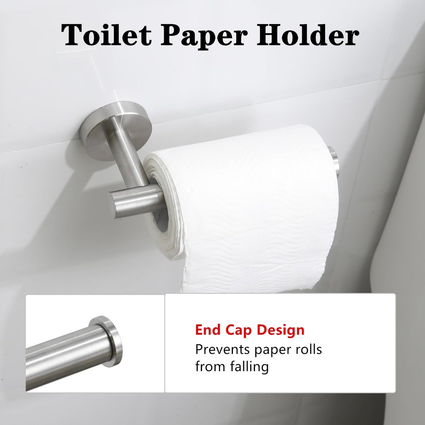 4 Piece Brushed Nickel Bathroom Hardware Set, Modern Towel Ring and Toilet Paper Holder Set,Wall Mounted, Durable SUS304 Stainless Steel Bathroom Accessories Set