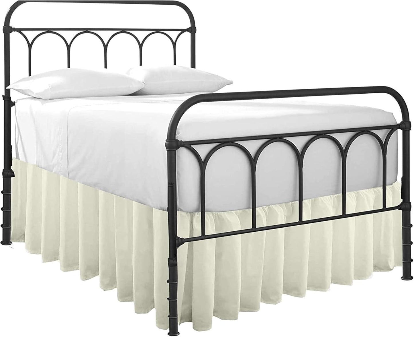 Cottingon Ruffled Bed Skirt with Split Corners-Dust Ruffle - 18" Drop 100% Microfiber Soft,Sheen & Luxurious Look - Bed Skirts (Ivory -King)