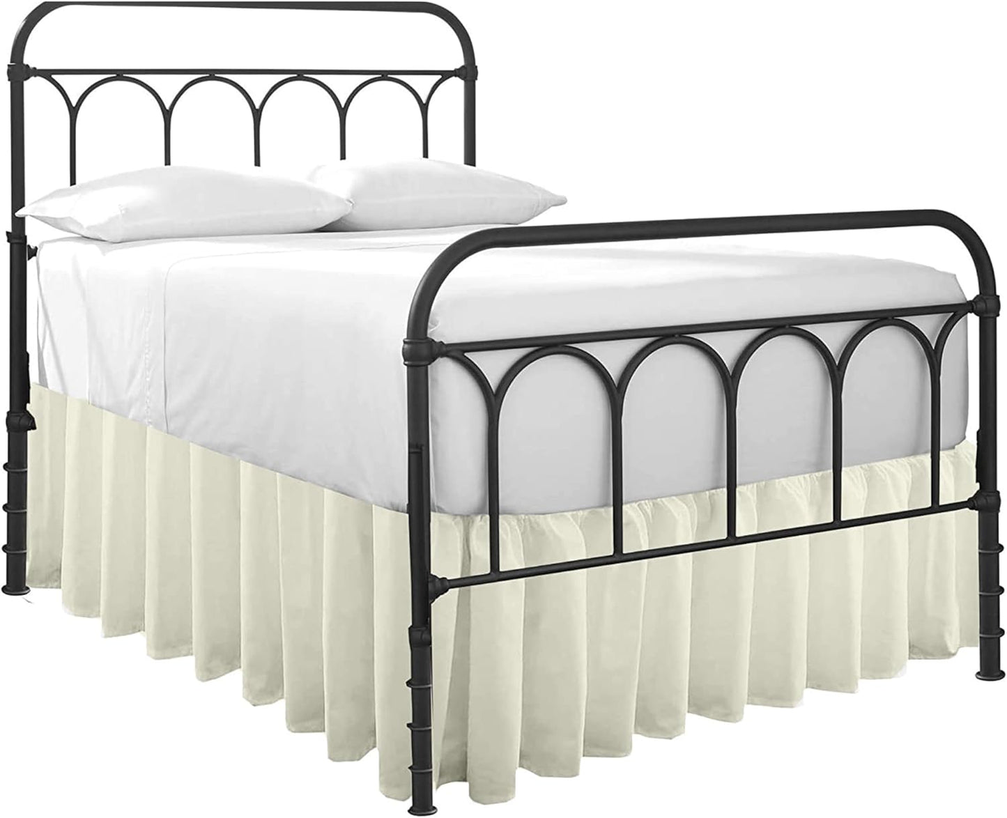 Ruffled Bed Skirt with Split Corners-Dust Ruffle - 15" Drop 100% Microfiber Soft,Sheen & Luxurious Look - Bed Skirts (Ivory -Full)