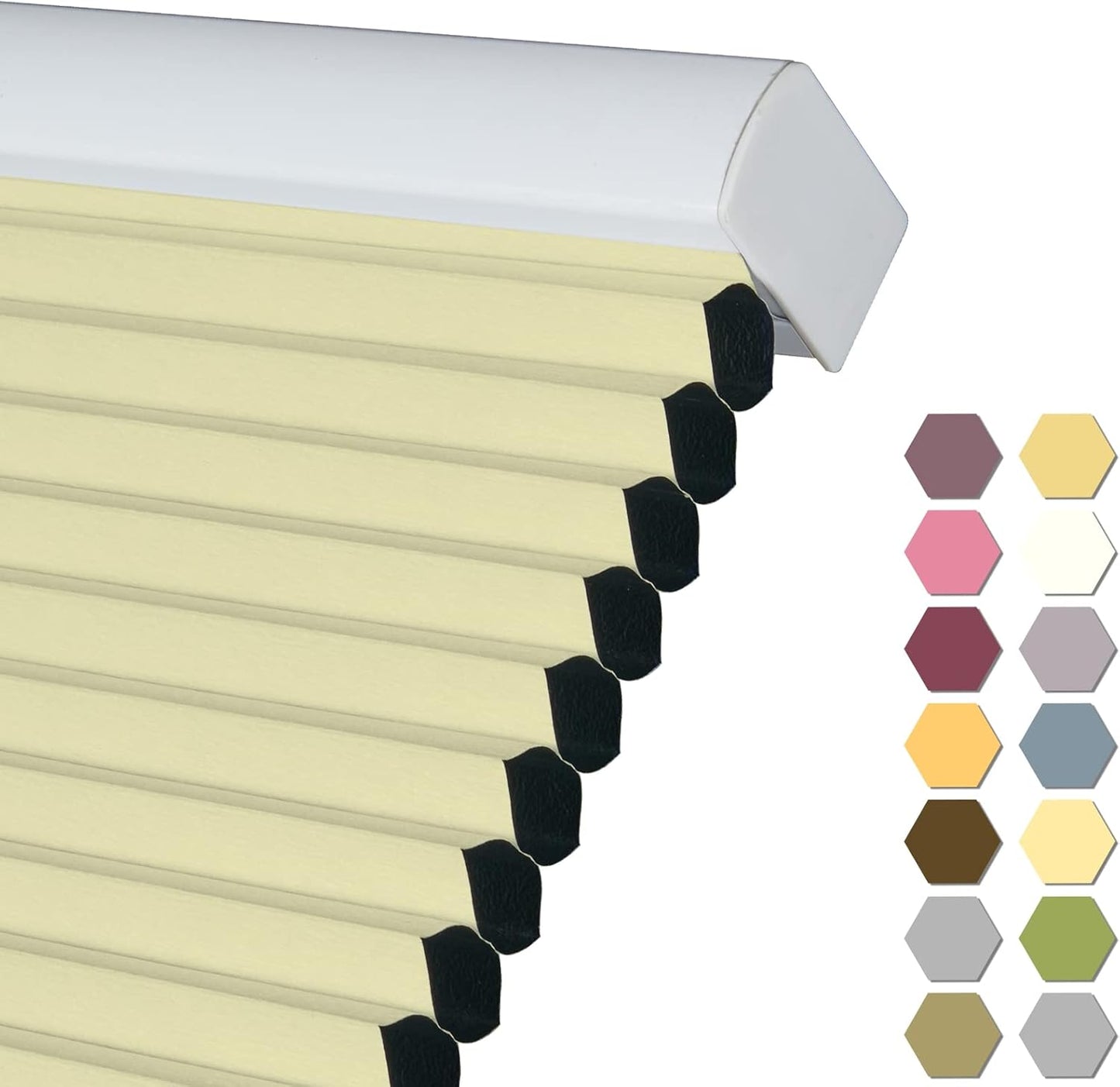 Persilux 100% Blackout Cordless Cellular Shades & Blinds Honeycomb Blinds Bottom up Thermal Insulated Window Shades for Home, Windows and Kitchen, Cream, 91" W x 48" H