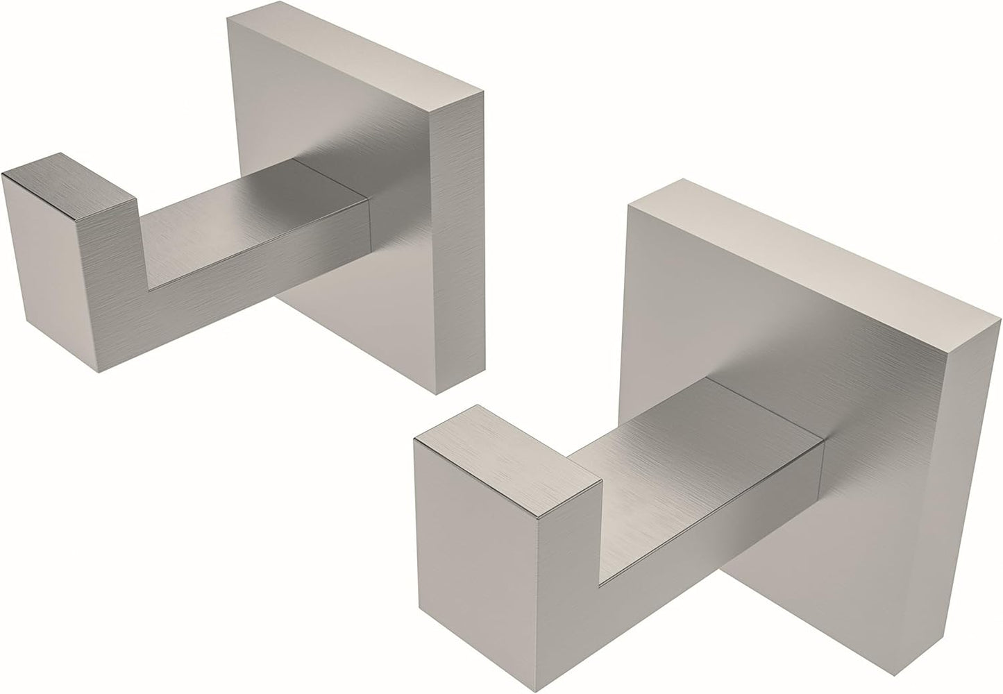 Ruacq Towel Hooks for Bathrooms, 2pcs Square Base Robe Coat Clothes Hook Wall Mount, SUS 304 Stainless Steel Wall Hooks for Hanging, Heavy Duty(Brushed Nickel)