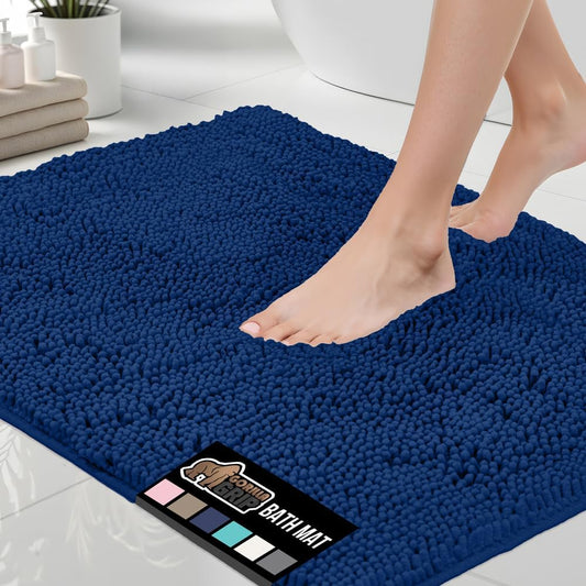 GORILLA GRIP Bath Rug Mat 60x24, Thick Soft Absorbent Chenille, Quick Dry Microfiber Mats, Rubber Backing Machine Washable Shower Floor Rugs, Bathmat Runner, Bathroom Home Decor Accessories Royal Blue