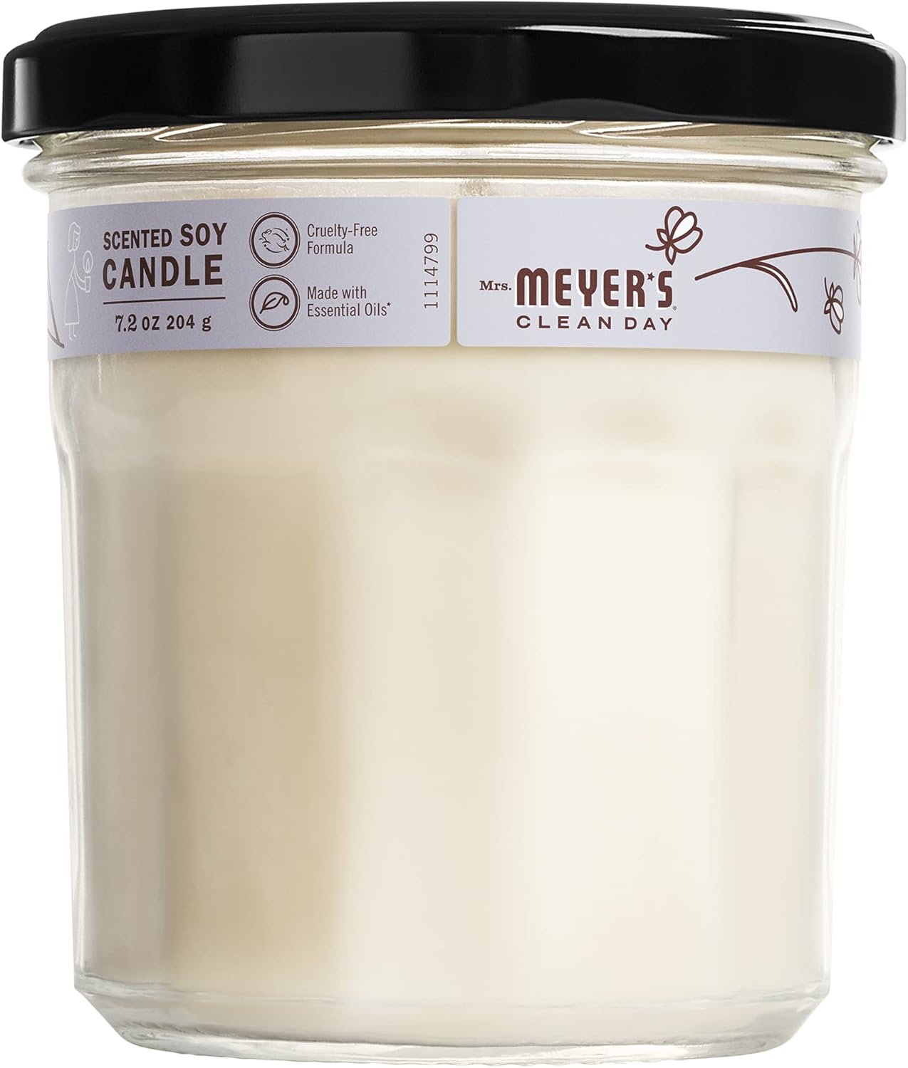 MRS. MEYER'S CLEAN DAY Lavender Soy Candle, Garden-Inspired Aromatherapy Homekeeping, 35 Hour Burn Time, Made with Essential Oils, 7.2 oz Large Glass Jar Candles (Pack of 2)