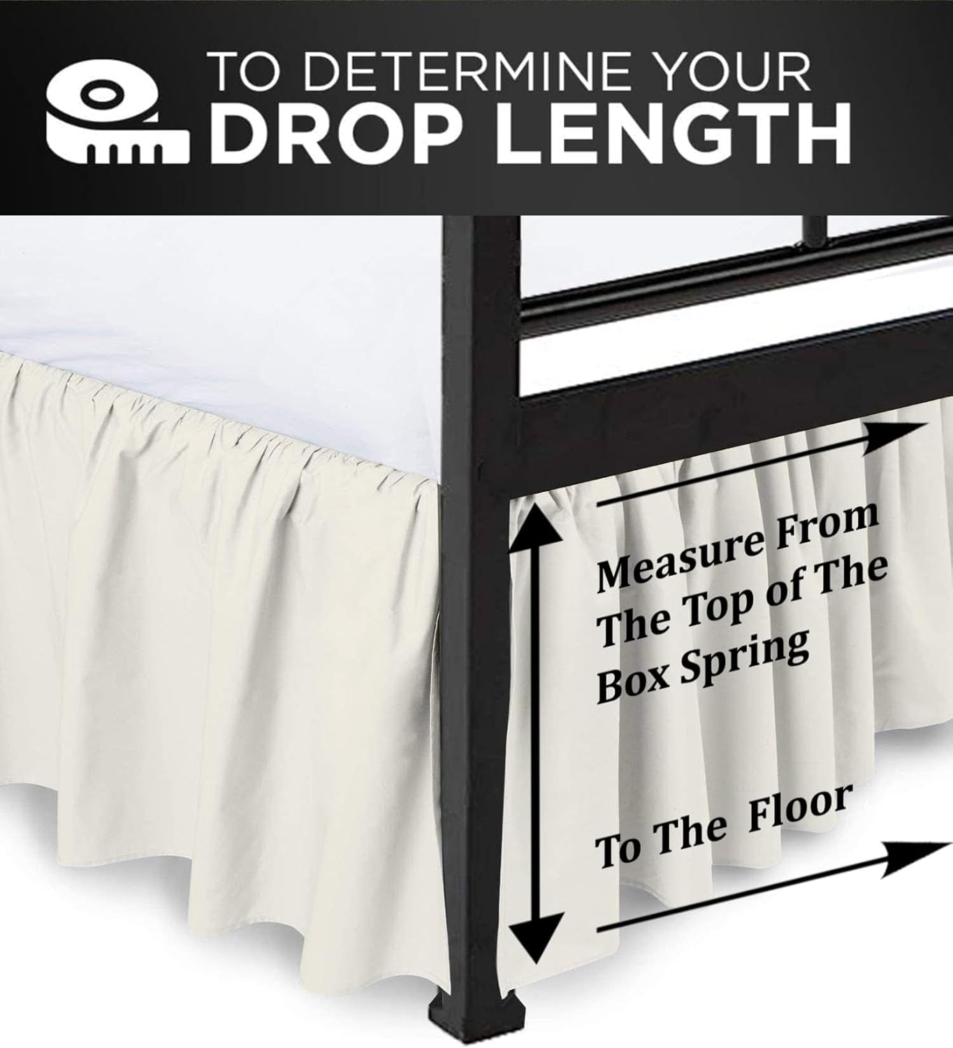 Ruffled Bed Skirt with Split Corners, Ivory, King 21 Inch Drop Bedskirt, Hotel Quality Brushed Microfiber Wrinkle Free Dust Ruffle Bed Skirt King Size