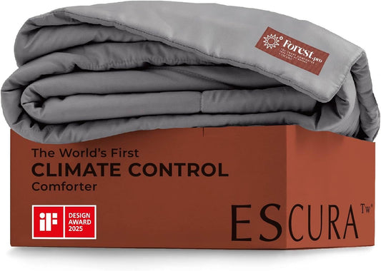 ESCURA Tw® Climate Control Comforter, Twin/Twin XL, German Patented PCM Down Alternative All-Season Design for Hot Sleepers & Night Sweats, Bamboo Lightweight Breathable Hypoallergenic Blanket