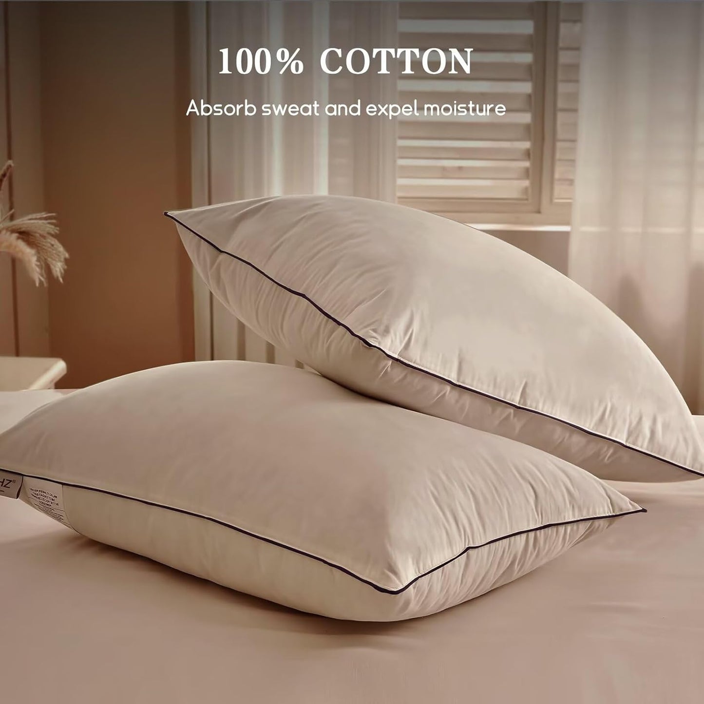 BHZ King Size Pillows Set of 4 Feather Down Hotel My King Pillows Bed Goose Pillow Luxury 4 Pack Pillow for Sleeping Side Sleepers Soft Support Gifts