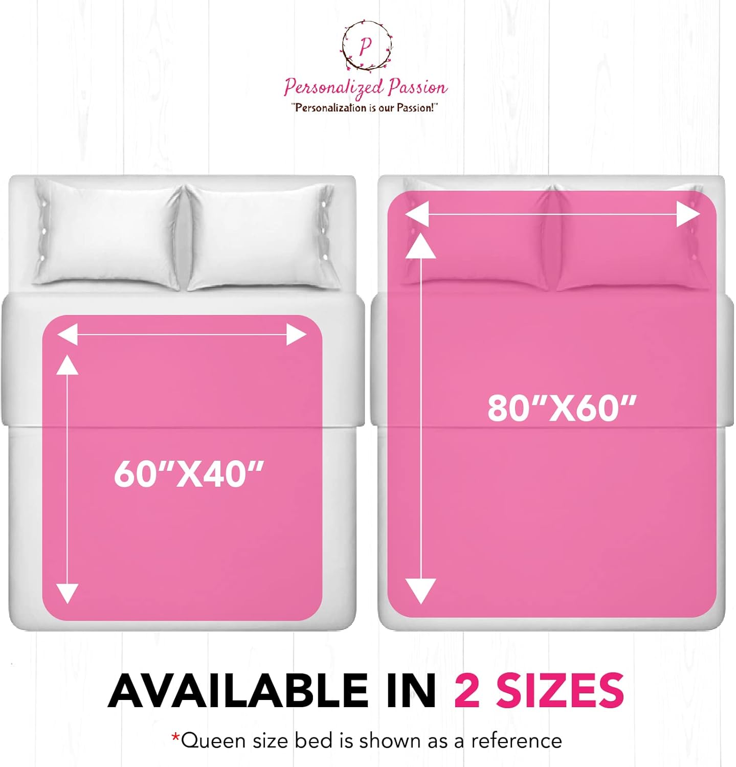 Personalized Blankets for Adults - Custom Blanket with Embroidered Name or Monogram - Soft Fleece Throw Cover for Bed & Couch - Hot Pink (40"x60")